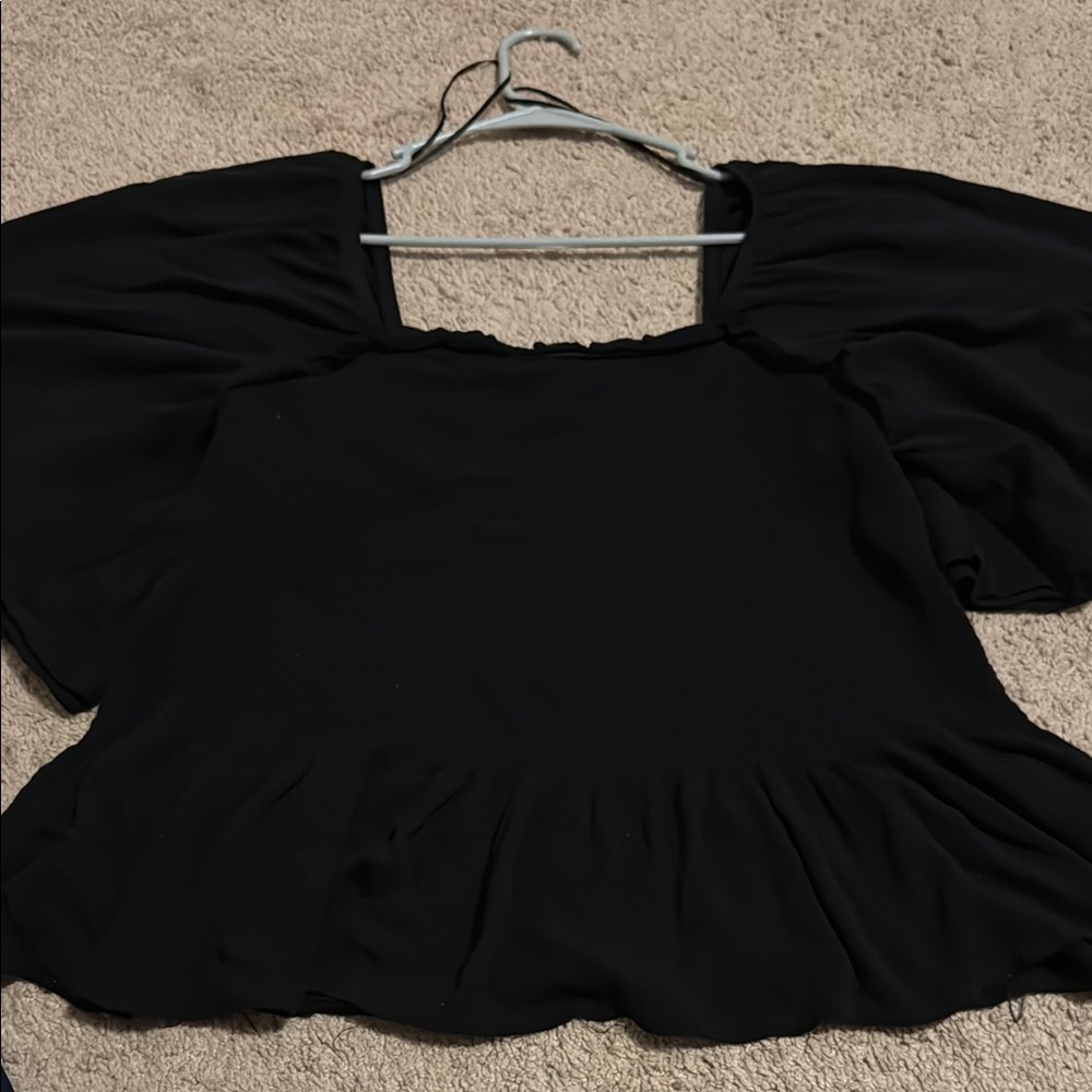 Black Puff Sleeve Blouse Crop top